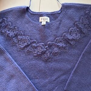 Women’s sweater, Size XL, lace trimmed bodice & flared bottom, new with tags